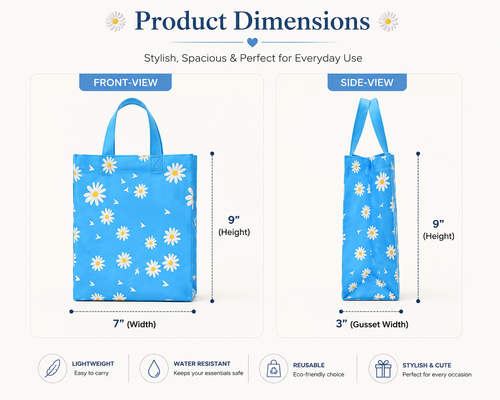 Blue Daisy Reusable Everyday Shopping Tote Bag