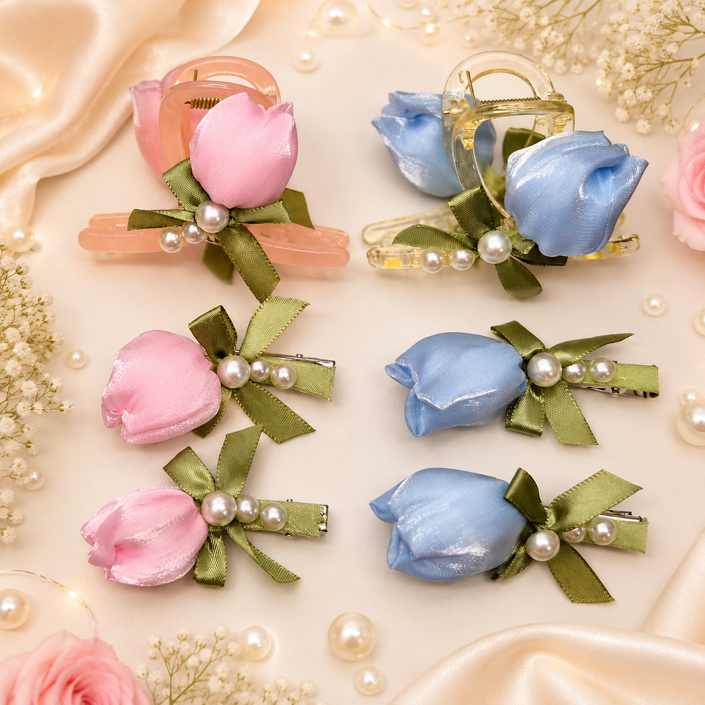 Pearl Bloom Acrylic Hair Claw Clip