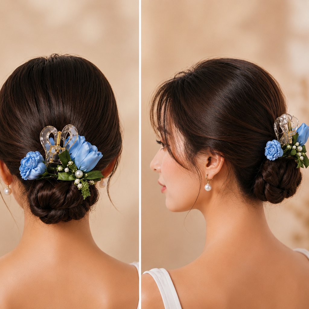 Pearl Bloom Acrylic Hair Claw Clip