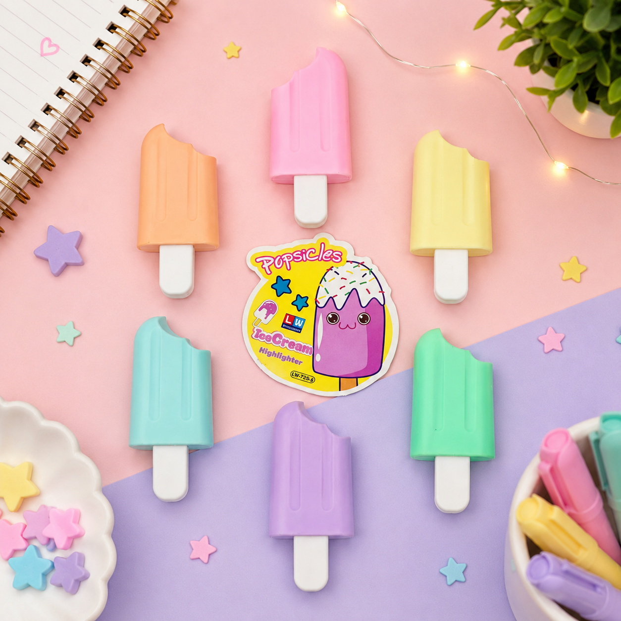 Pastel Popsicle Ice Cream Highlighter Set
