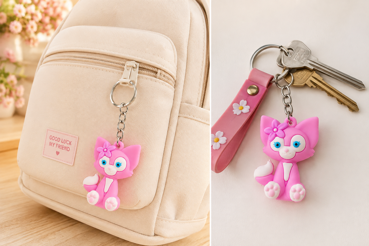 Cute Cartoon Animal Silicone Keychain small size