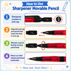 Transparent Movable Mechanical Pencil With Sharpener(Any 1)