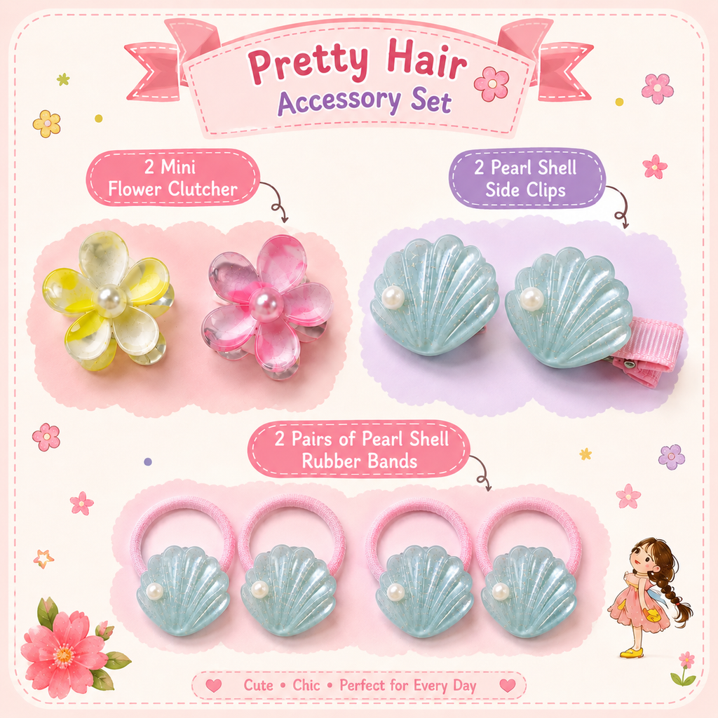 Pearl Shell And Flower Charm Set