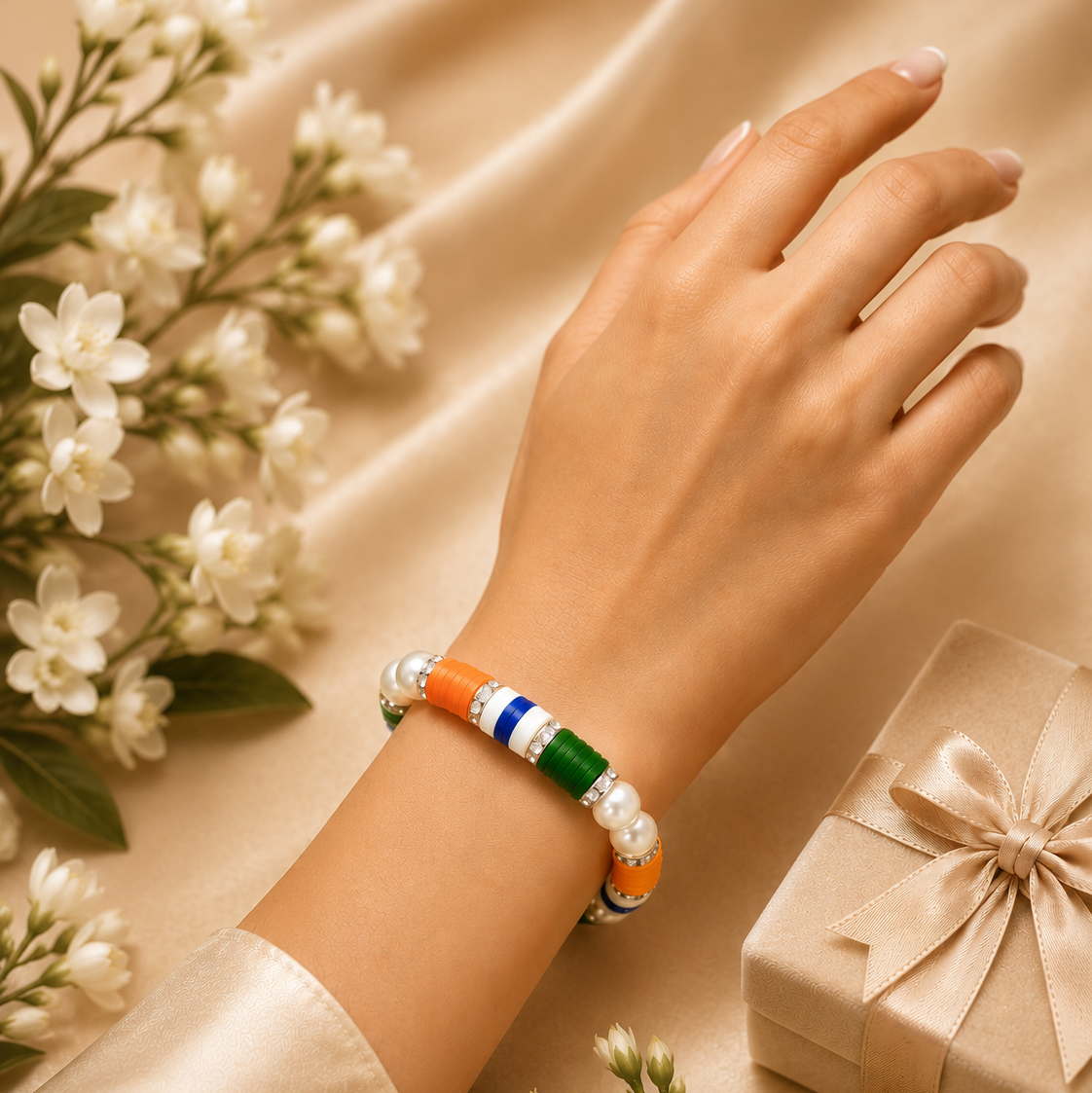 Tricolour Pearl Elegance Handmade Bracelet