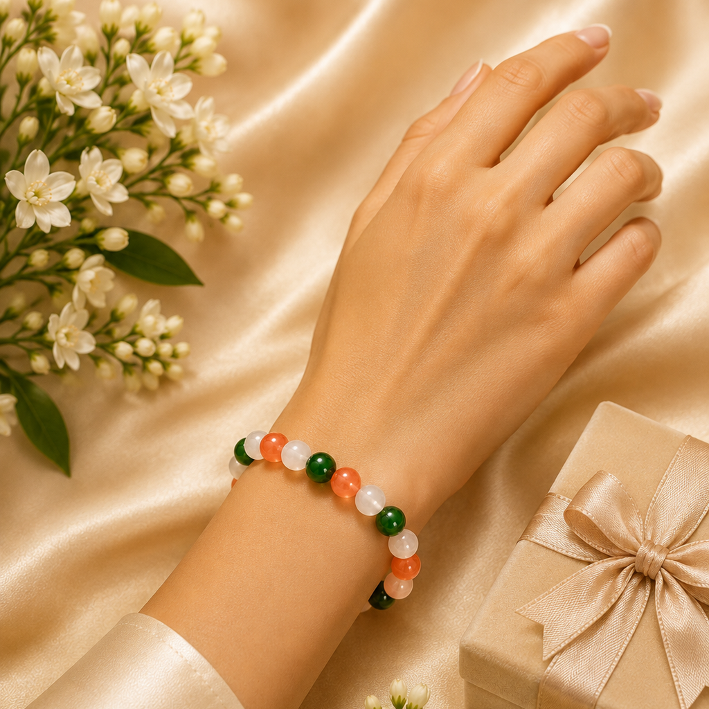 Tricolour Glow Beaded Charm Bracelet