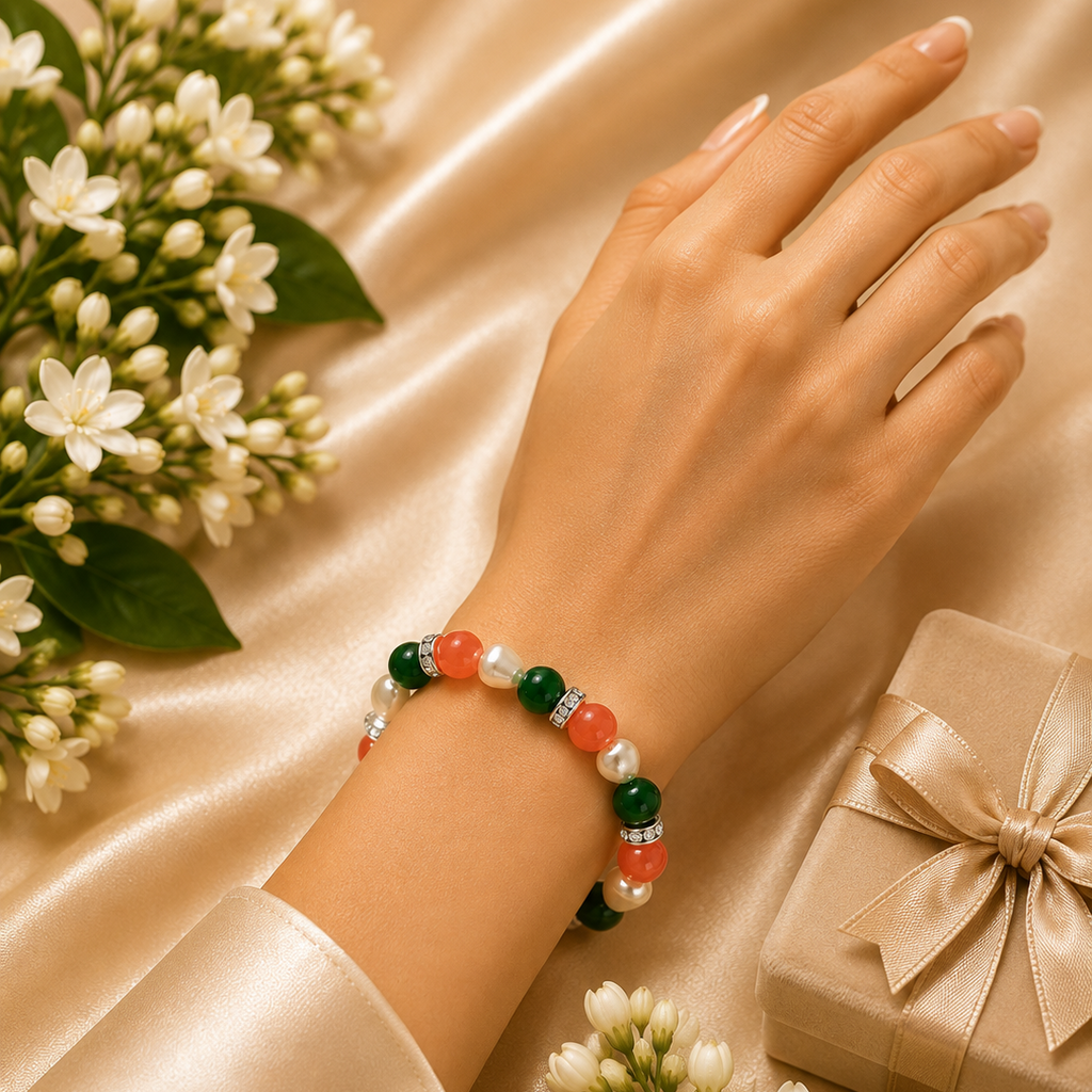 Tricolor Pearl Radiance Charm Bracelet