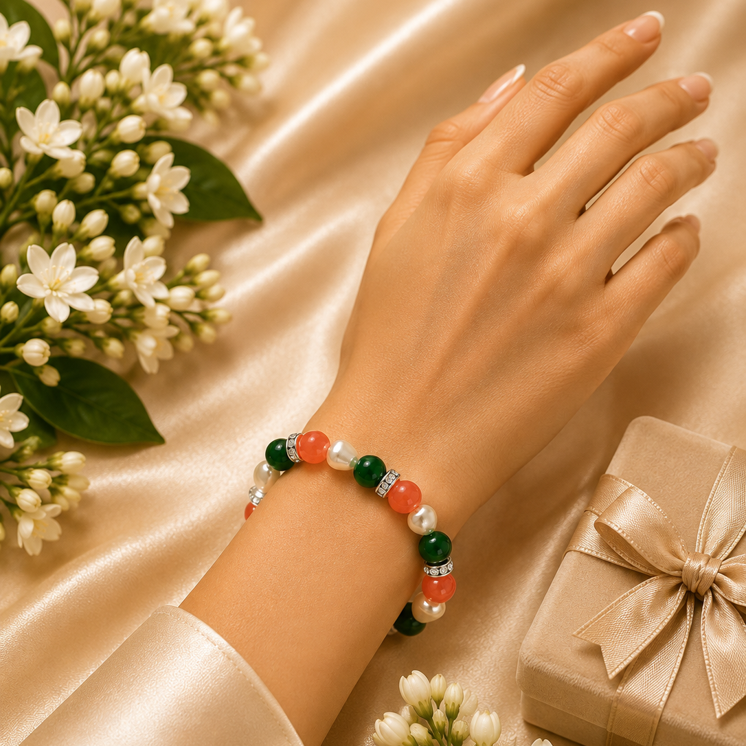 Tricolor Pearl Radiance Charm Bracelet
