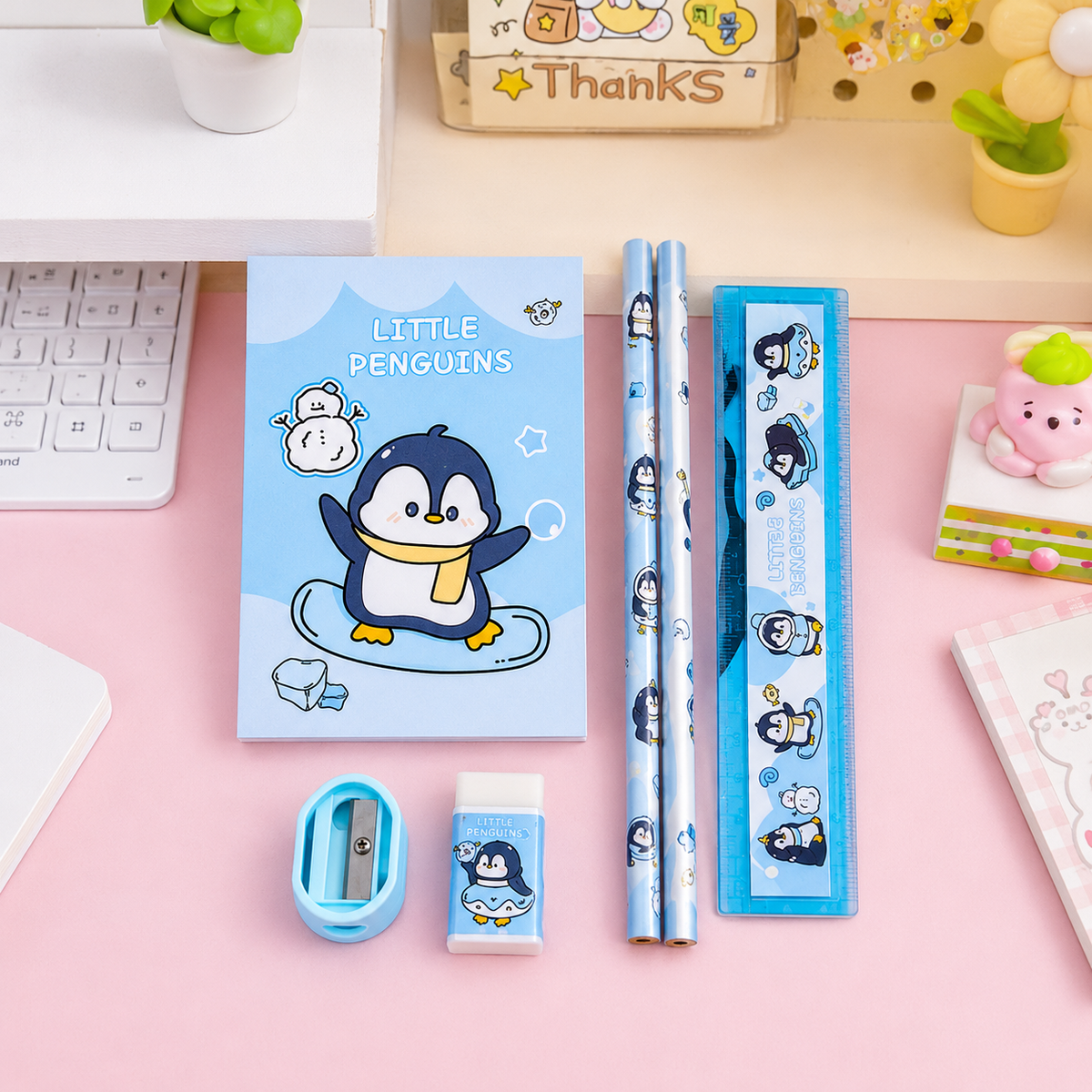 Cute Penguin Mini Notebook Stationery Set