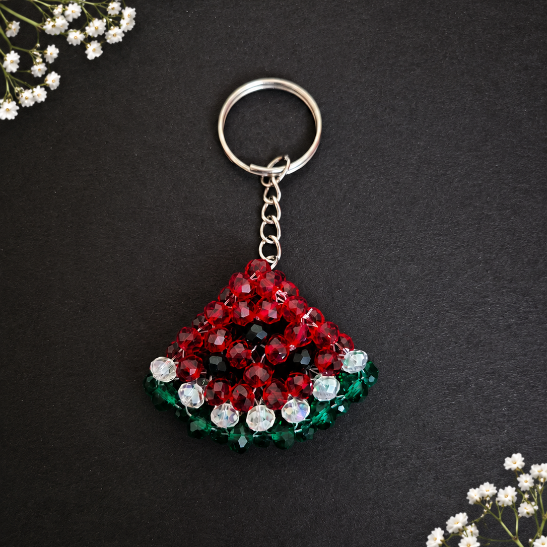 Handmade Watermelon Beaded Keychain |