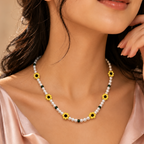 Handmade Sunflower Pearl Bloom Necklace