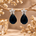 Crystal Teardrop Floral Statement Earrings