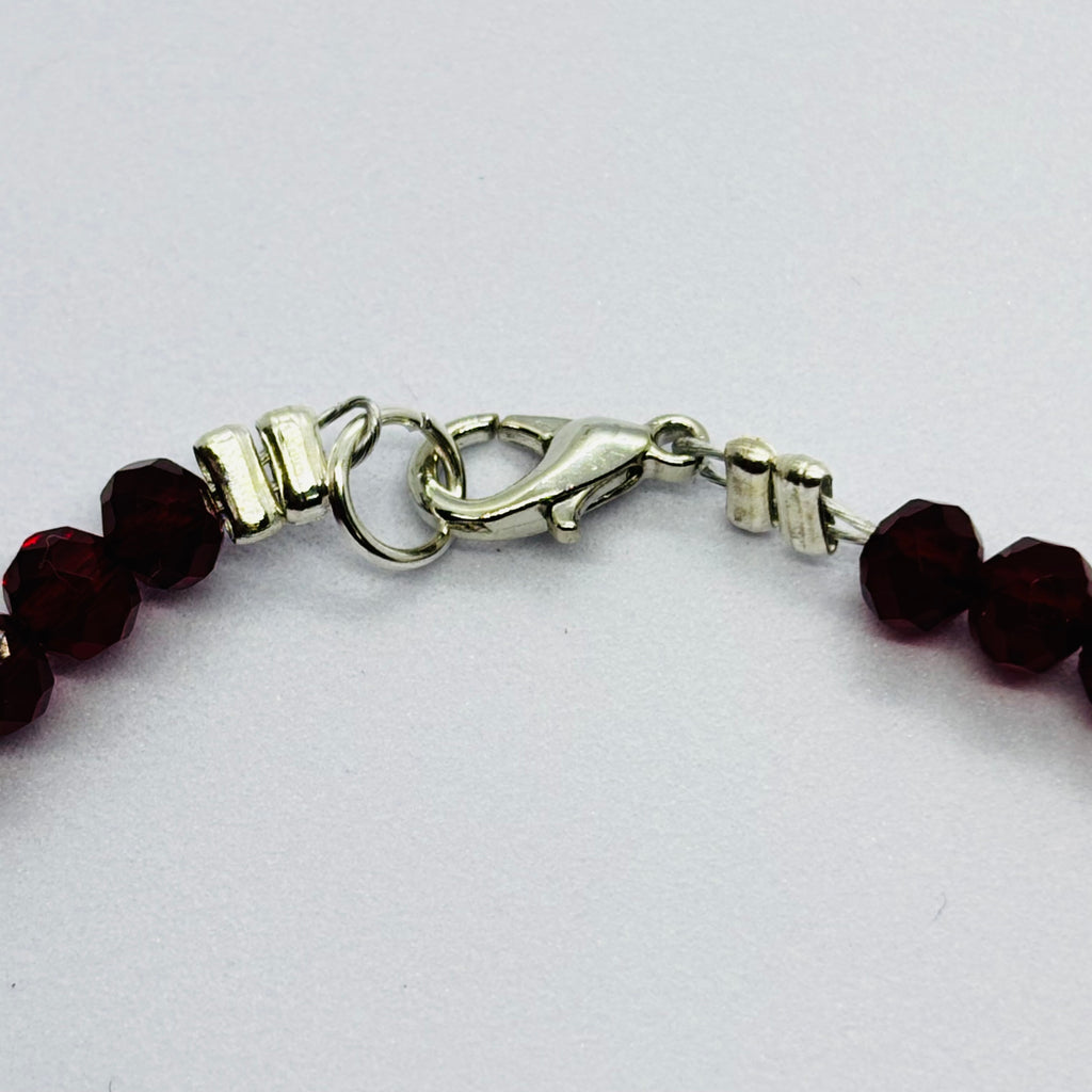 Handmade Burgundy Heart Pendant Beaded Necklace