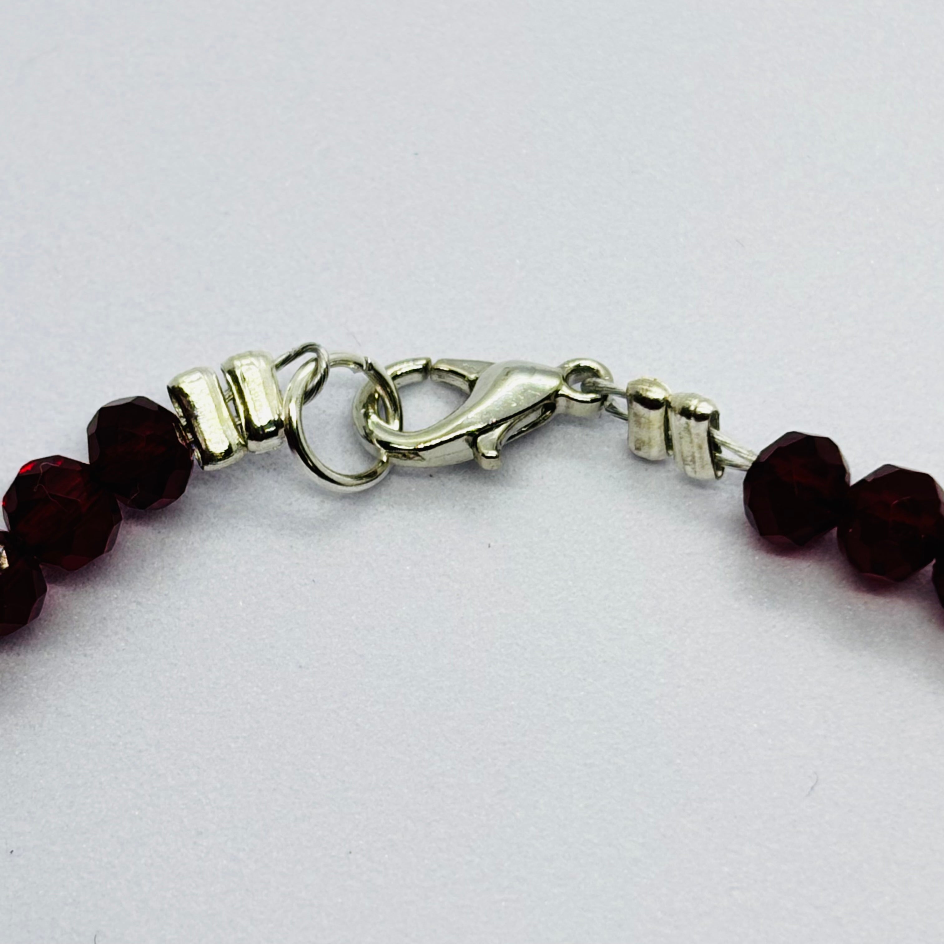 Handmade Burgundy Heart Pendant Beaded Necklace
