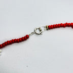 Handmade Red Floral Beaded Necklace