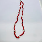 Handmade Red Floral Beaded Necklace