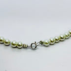 Handmade White Pearl & Navy Blue Beaded Necklace for Women