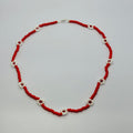 Handmade Red Floral Beaded Necklace