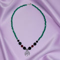 Handmade Green Beaded Tree of Life Pendant Necklace