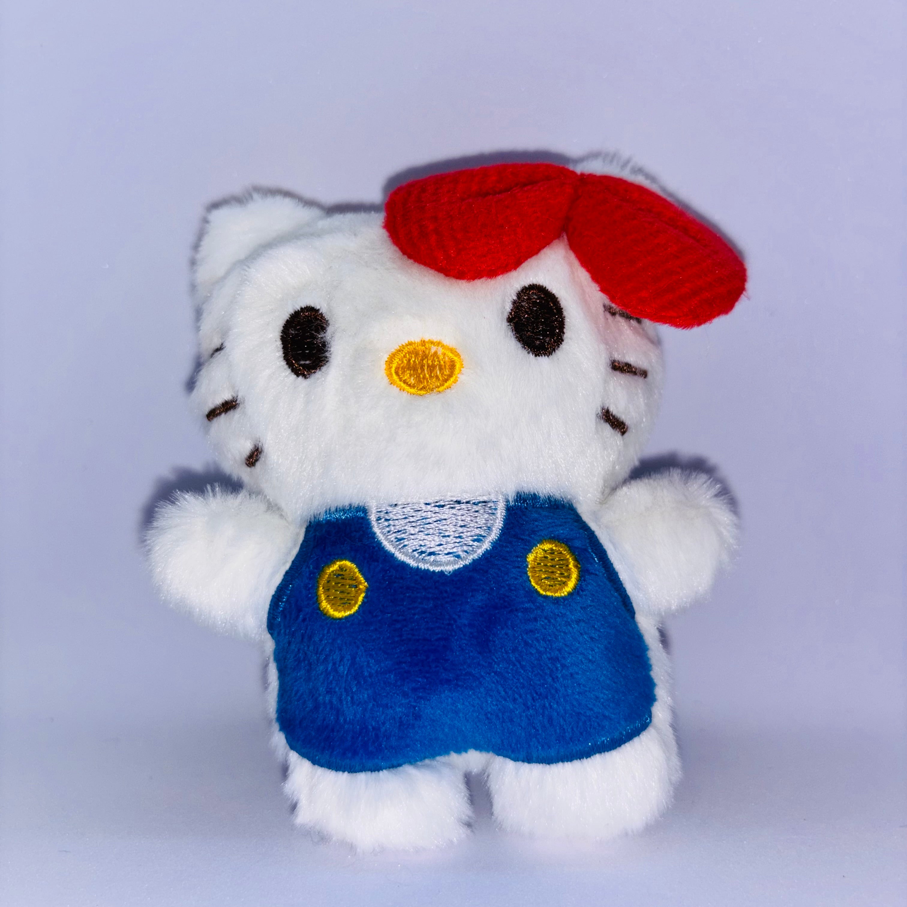 Cute Mini Cartoon Cat Plush Toy with Yellow Bow