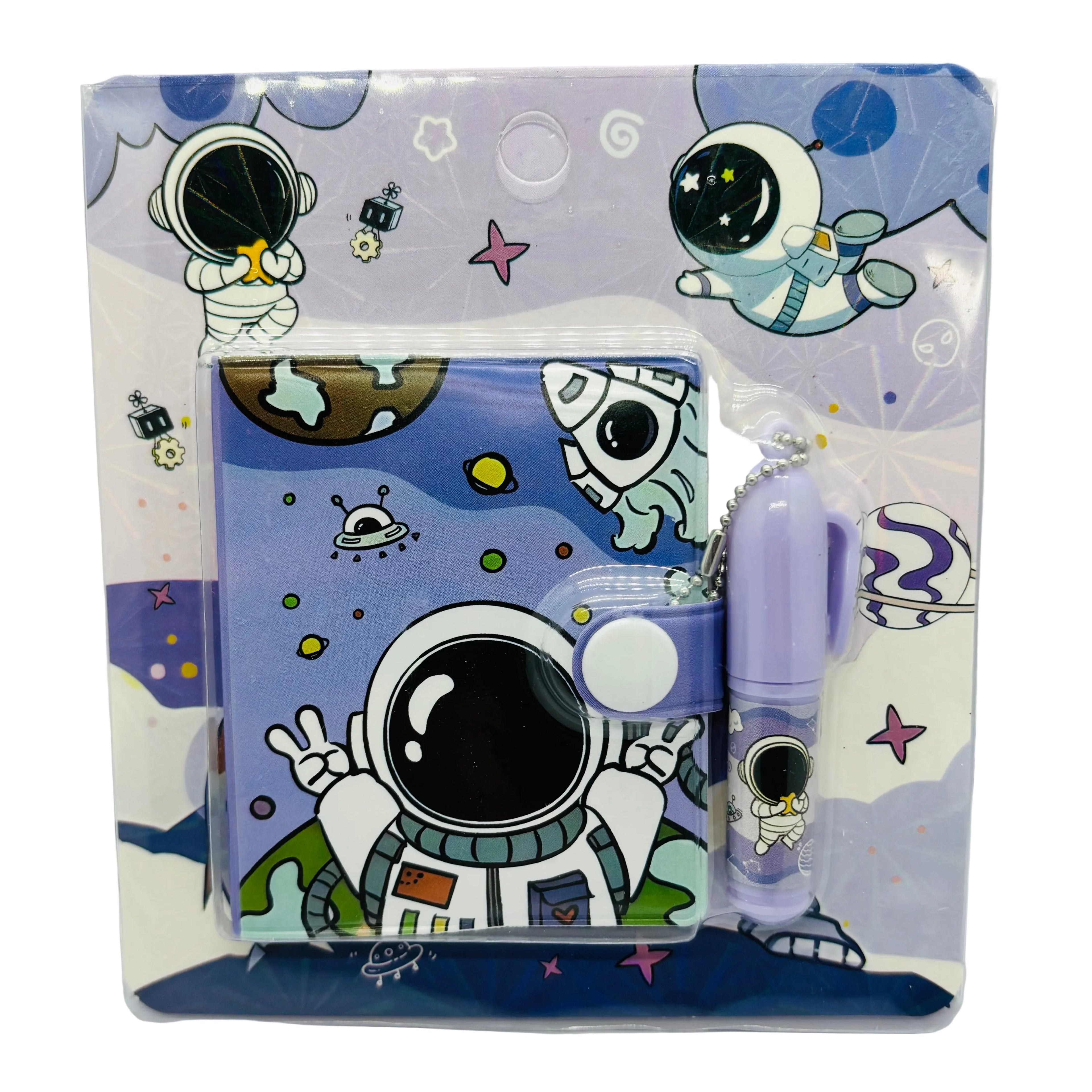 Cute Astronaut Mini Diary Notebook and Pen Set (Any 1 color)