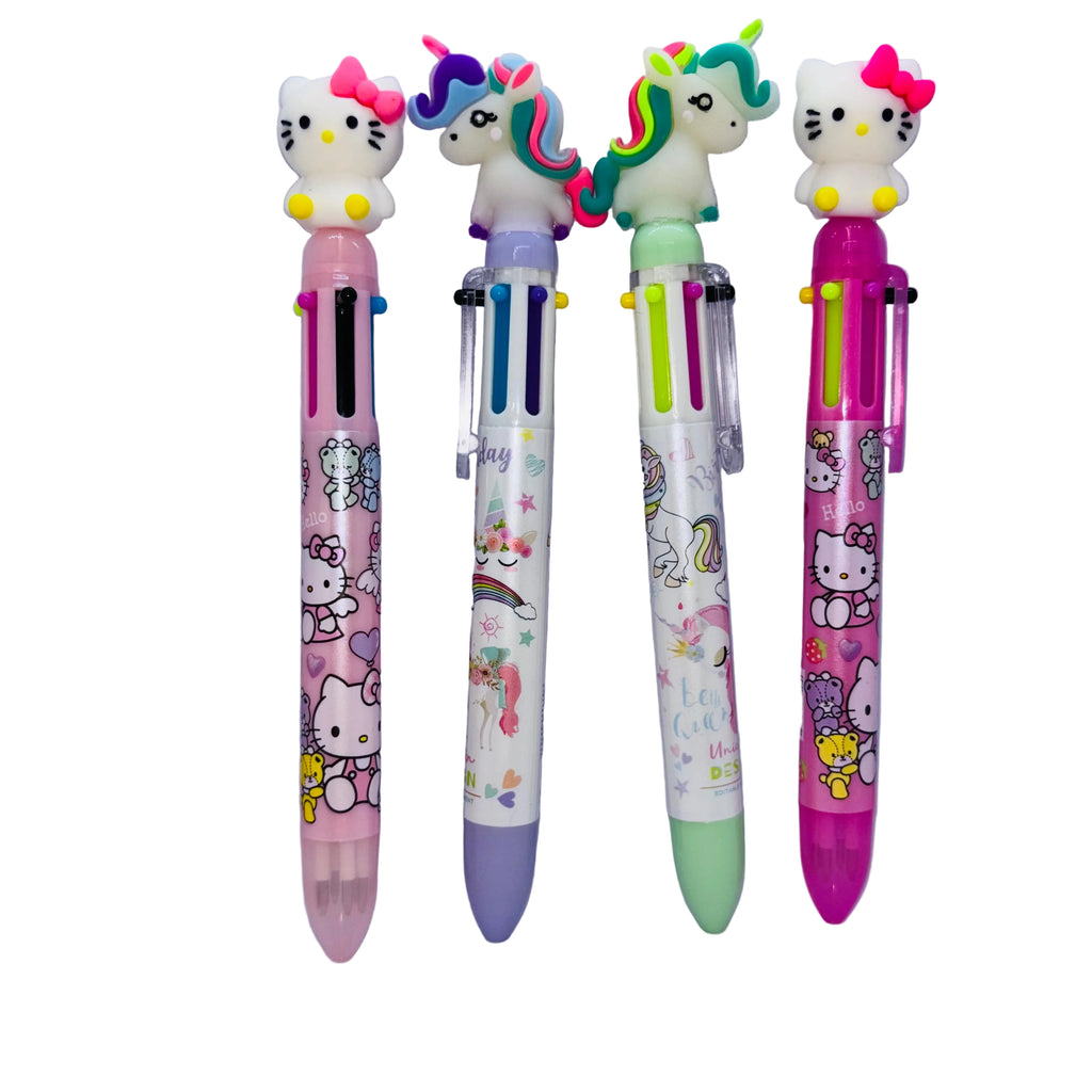 Cute Cartoon 6-in-1 Multi-Color Retractable Ballpoint Pens (Any 1)