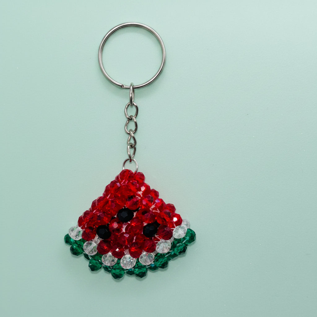 Handmade Watermelon Beaded Keychain |