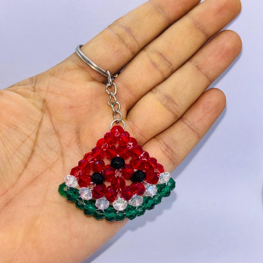 Handmade Watermelon Beaded Keychain |
