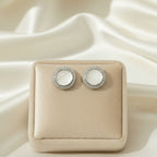 Elegant Round Mother of Pearl Style Stud Earrings