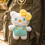 Cute Mini Cartoon Cat Plush Toy with Yellow Bow