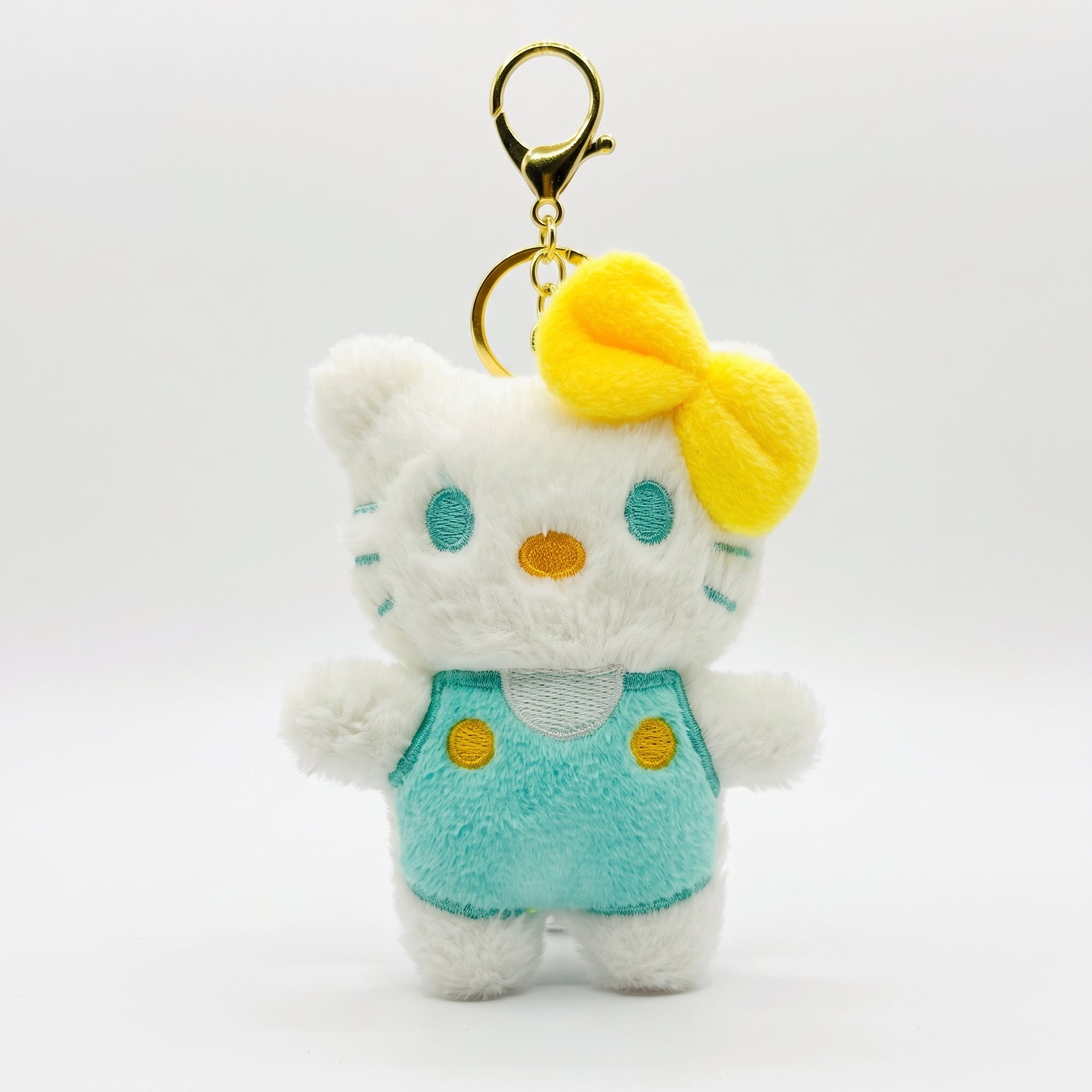 Cute Mini Cartoon Cat Plush Toy with Yellow Bow