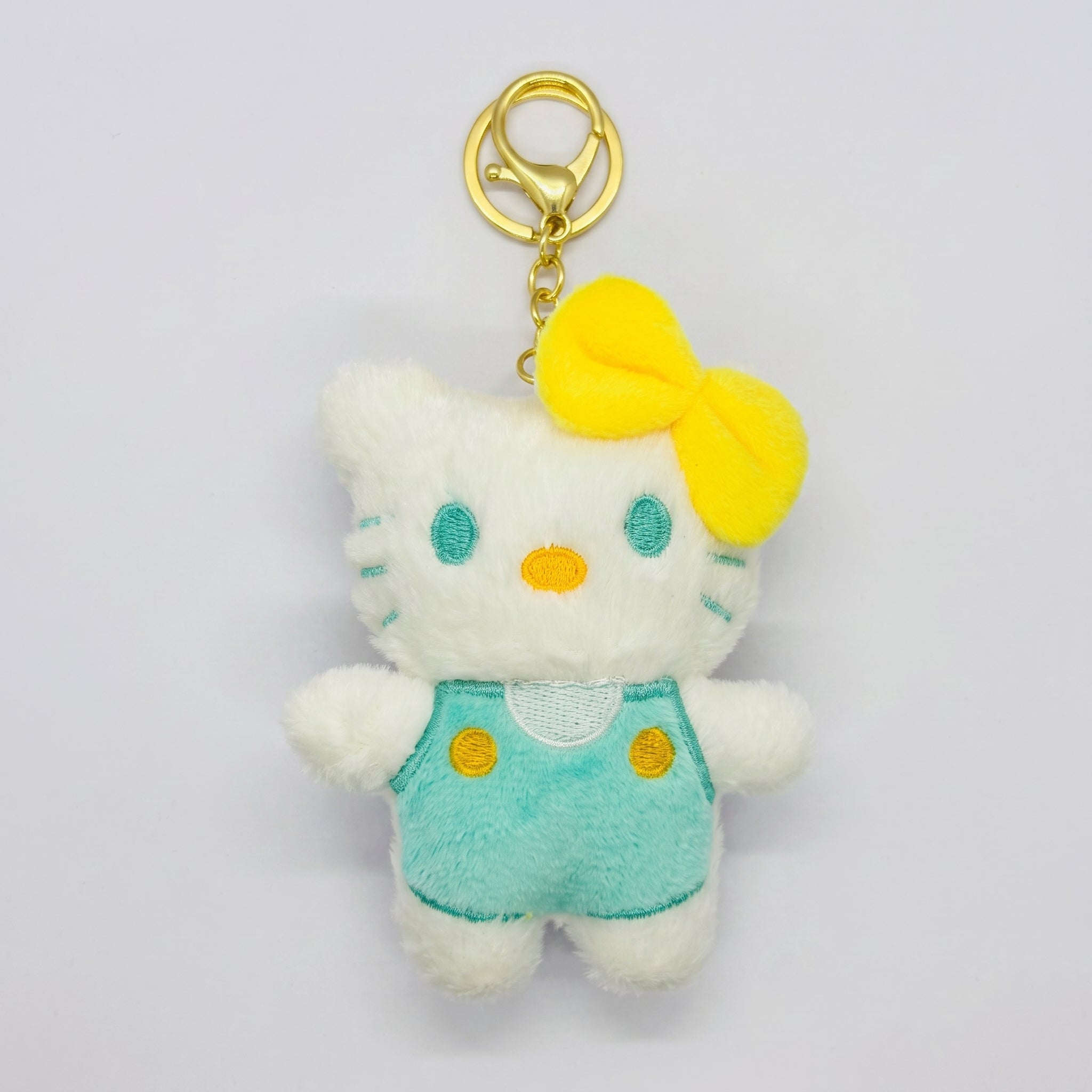 Cute Mini Cartoon Cat Plush Toy with Yellow Bow