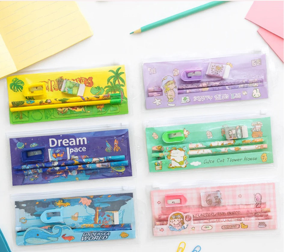 Stationery Set Pack of 5 items(Any 1 color)