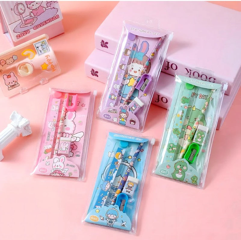 Kawaii 4 in 1 Stationery Set | Kids' School Supply Kit(Any 1 color)
