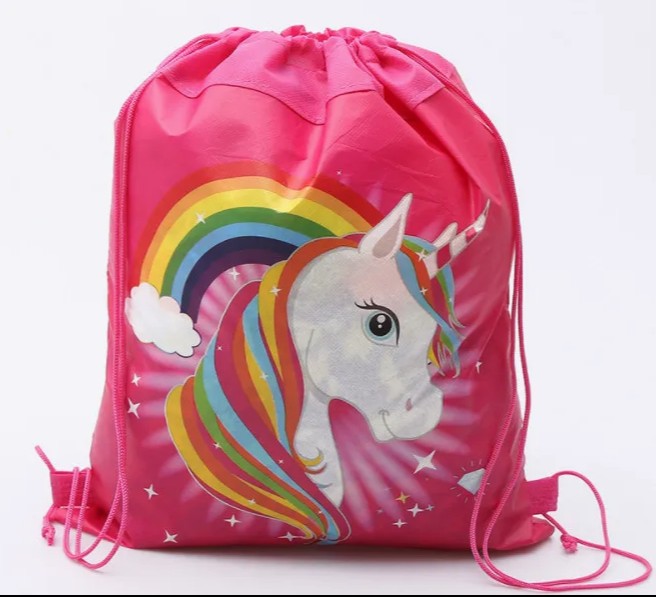 Pink Unicorn Drawstring Bag for Kids