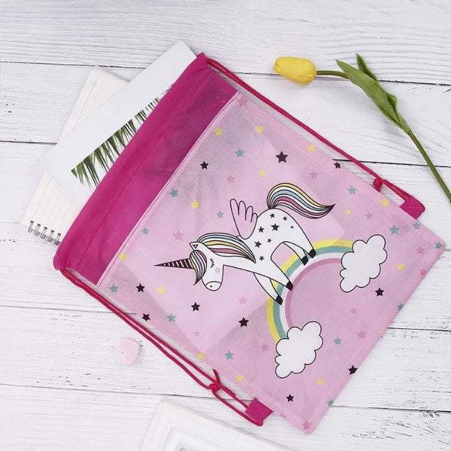 Pink Unicorn Drawstring Bag for Kids