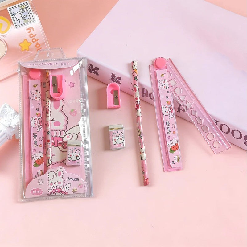 Kawaii 4 in 1 Stationery Set | Kids' School Supply Kit(Any 1 color)