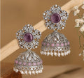 Floral Stud Elephant Jhumka Earrings with Pearl Drops